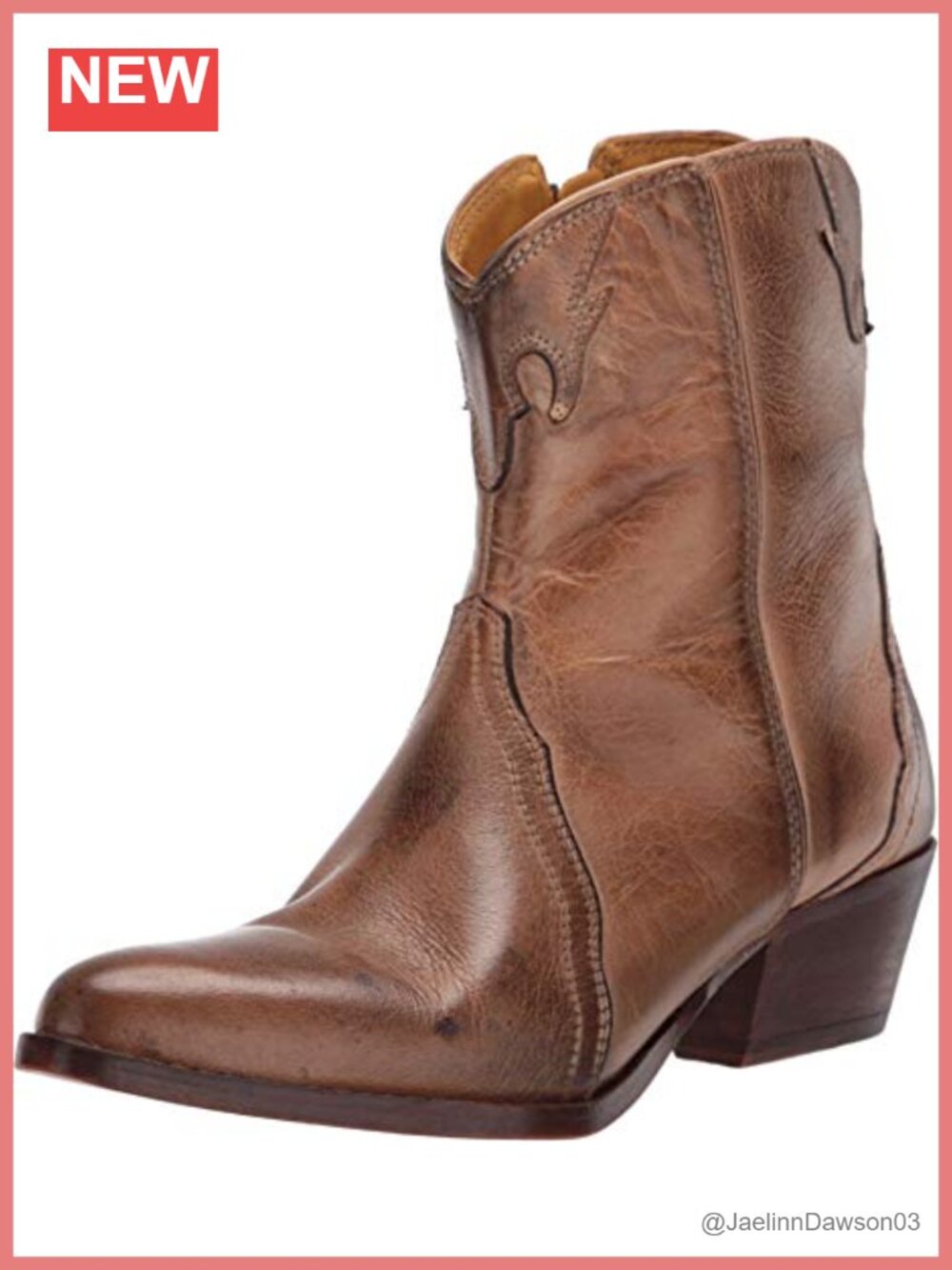 Free People Women's New Frontier Western Boots Ankle Boots Leather Round Toe